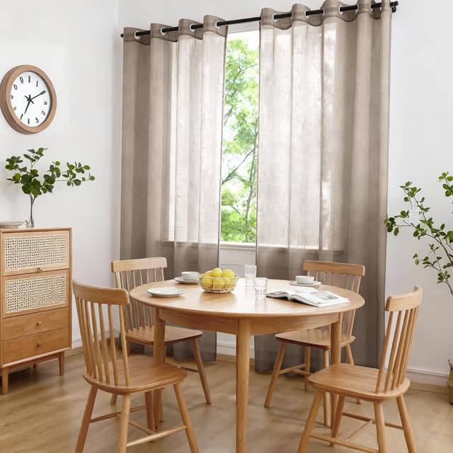 Thumbnail 6 de Ystyle rideau voilage transparent effet lin, lot de 2 (140x260 cm), avec œillets