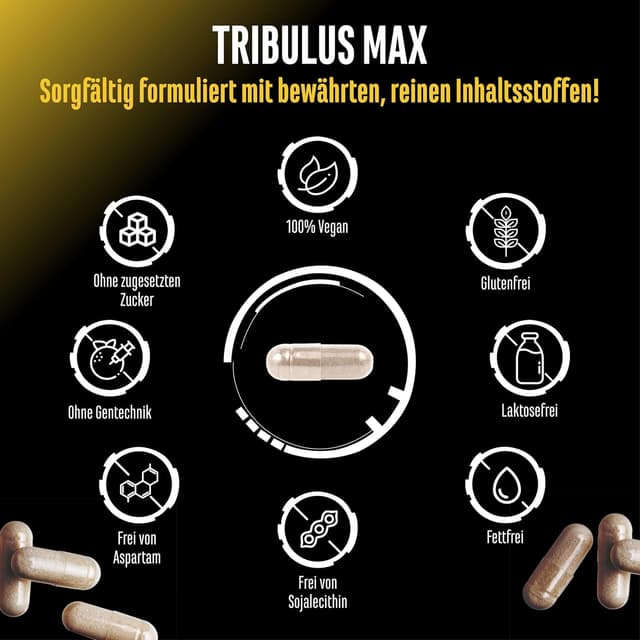 Detalle 2 de Tribulus Max – 180 Kapseln hochdosiert (10:1, 4500 mg/Tag) – vegan & ohne unnötige Zusätze