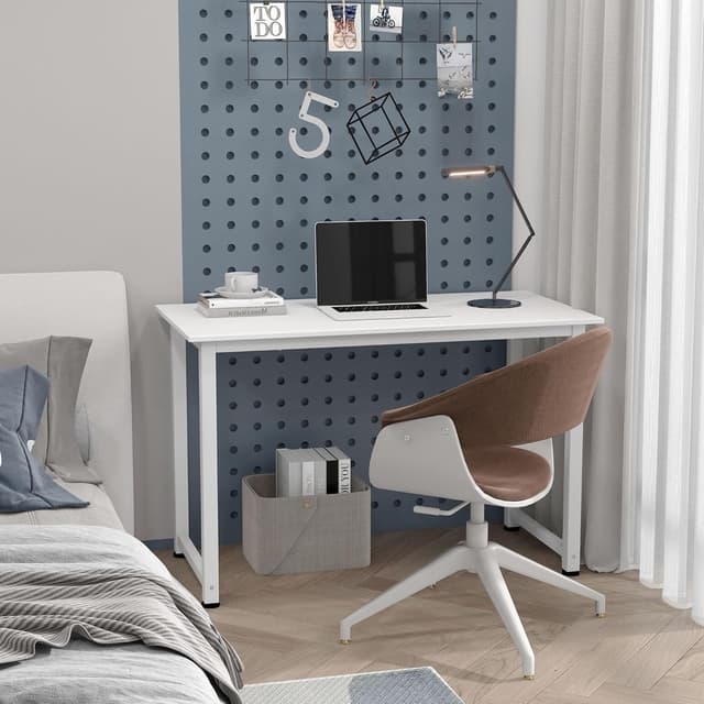 Detalle de Table multifonction HOMCOM pour ordinateur, plateau XXL en blanc (120 x 60 x 76 cm)