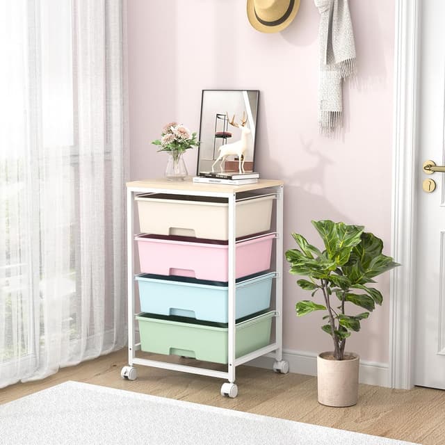 Thumbnail 6 de SYKIARIOL 4-Drawer Storage Trolley with Wheels (Rolling Utility Cart) – Multicolour