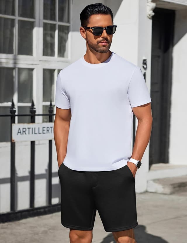 Detalle de PINSPARK Men’s Lounge Sweat Shorts (7-inch) with Elastic Waist & Drawstring