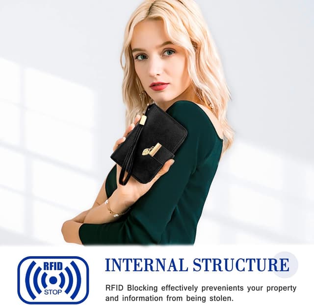 Detalle de Faneam Damen-Geldbörse aus Leder mit RFID-Schutz und 14 Kartenfächern