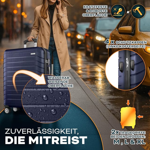 Thumbnail 6 de tillvex® Reisekoffer-Set 4-teilig (S–XL) mit TSA-Schloss, Kofferbändern, Anhängern und Gepäckwaage