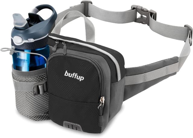 Detalle de buffup® Bauchtasche mit Flaschenhalter – ultraleichte Hüfttasche fürs Outdoor-Training, Radfahren, Wandern & Laufen