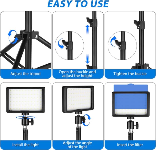 Detalle 2 de Ci-Fotto LED Fotolicht Video Licht 2er-Set, dimmbar (5600K), USB-Panel inklusive Farbfilter
