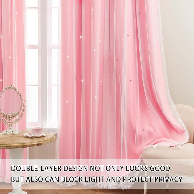 Thumbnail 5 de XiDi Pink Curtains 54 Inch Blackout Panels