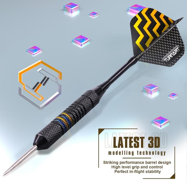 Detalle 2 de Turnart 12 Pack Steel Tip Darts Set with Case (22/24g) – metal darts with aluminium shafts