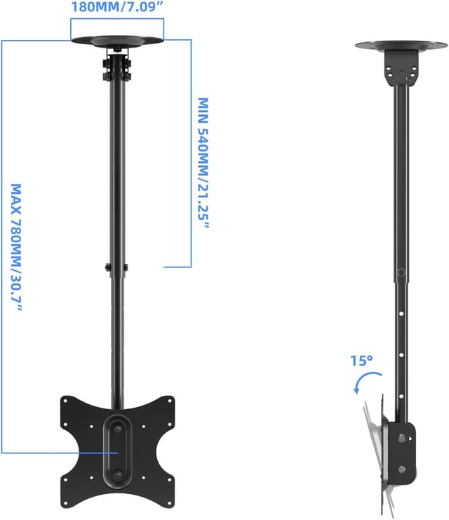 Detalle de Suptek MC3260 Supporto TV da soffitto regolabile 23–43" con VESA fino a 200x200 e carico 35 kg