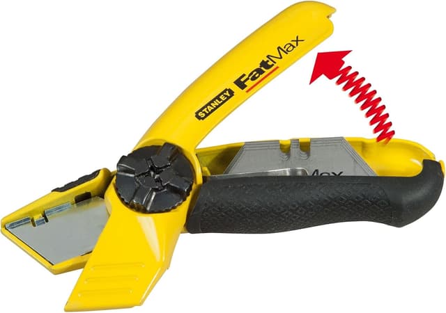 Detalle de Cutter STANLEY 0-10-780 con cambio lama rapido e sistema Interlock