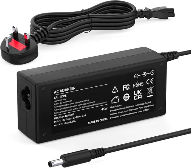 Detalle de 45W Laptop Charger for Dell (19.5V 2.31A) with 4.5*3.0mm DC tip – Compatible with Inspiron, Vostro & Latitude