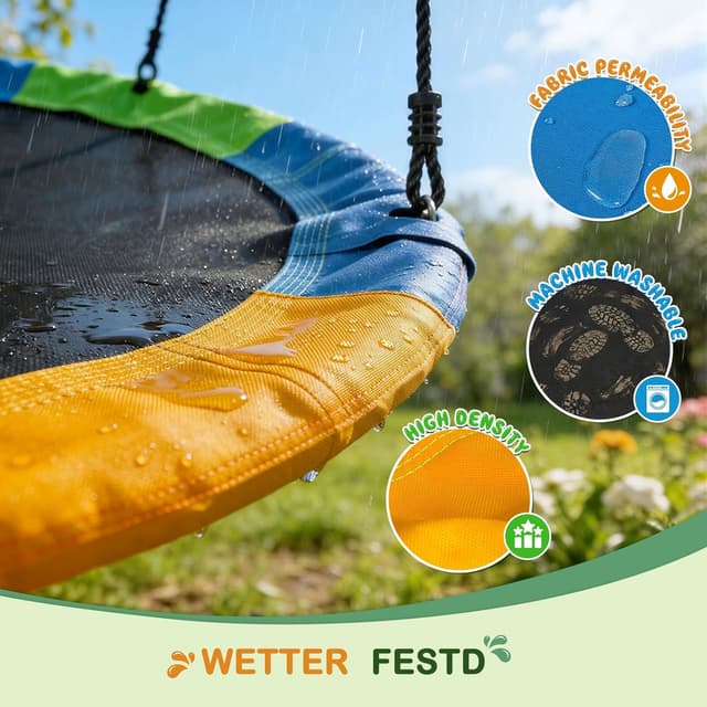 Thumbnail 5 de Dripex Balançoire Nid d’Oiseau ronde 120 cm, hauteur réglable 140 à 180 cm, charge 150 kg – modèle pour jardin