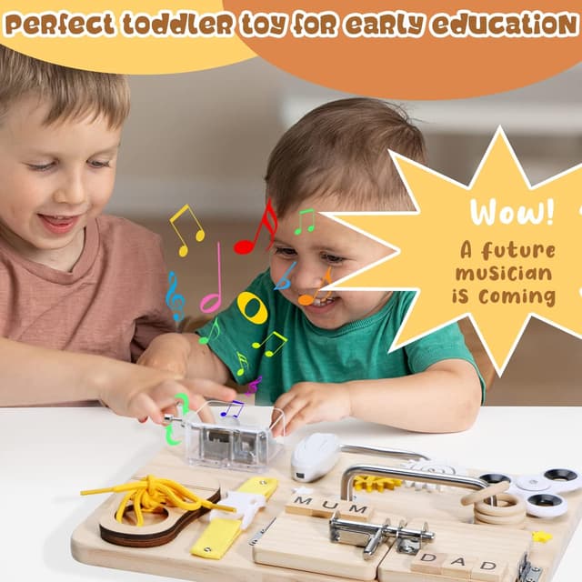 Thumbnail 6 de Wooden Busy Board for toddlers, 9 activities