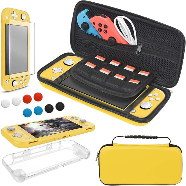 Detalle de YUANHOT Tasche & Schutzhülle Set für Nintendo Switch Lite (Gelb) mit TPU-Hülle, Displayschutzfolie und Griffkappen