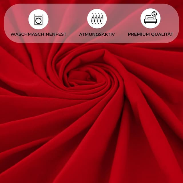 Detalle de Buymax Spannbettlaken Doppelpack 80x200 cm aus 100 % Baumwolle, rot – passend bis 25 cm Matratzenhöhe