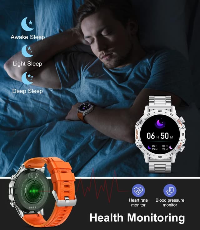 Detalle de Military Smart Watch for Men (IP67) with Bluetooth voice calls, heart rate, SpO2 & sports tracking