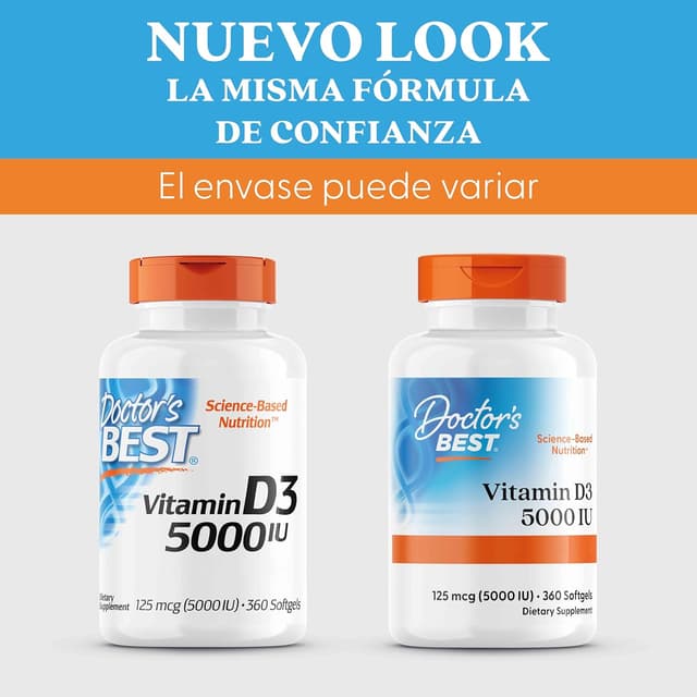 Thumbnail 8 de Doctor's Best Vitamina D3 5.000 UI, Dosis Depot, 360 Cápsulas🌱