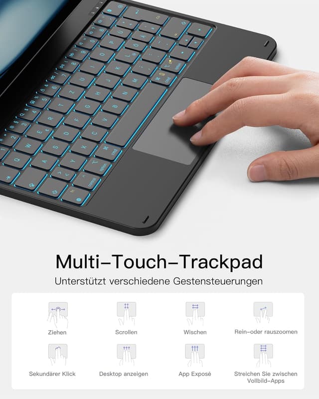 Thumbnail 6 de Inateck NeoMagic Magnetische Tastatur Hülle iPad 11" M3/M2 ⌚7-Farbige Beleuchtung