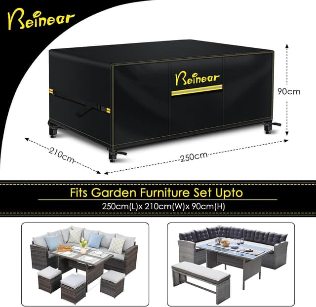 Detalle 2 de Beinear Waterproof Garden Furniture Cover (Rectangular) 250 x 210 x 90 cm, 420D Oxford with Air Vent & Windproof Buckles
