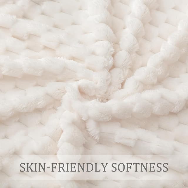 Detalle de Exclusivo Mezcla fleece throw blanket for couch (extra large, fuzzy ivory, 50x70 inches)