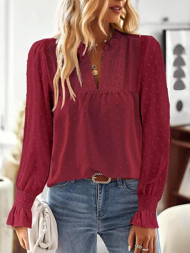 Detalle 2 de Falechay Boho Tops V Neck Swiss Dot 2026