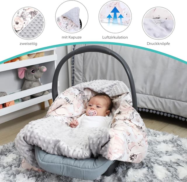 Detalle de Totsy Baby Couverture nid d’ange hiver 90 x 90 cm – chancelière enveloppante pour bébé, poussette ou cosi