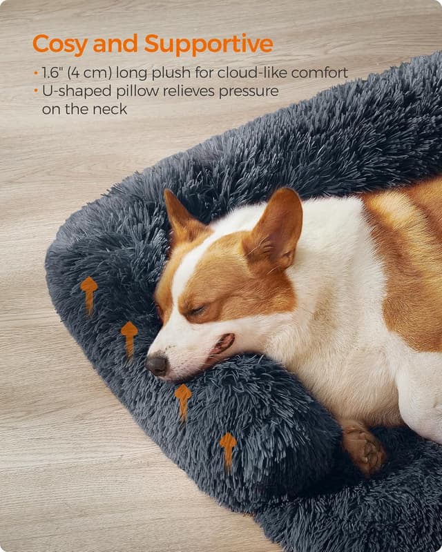 Detalle 2 de Feandrea FluffyHug dog sofa bed cover (PGW222G02) – dark grey, L size for medium dogs