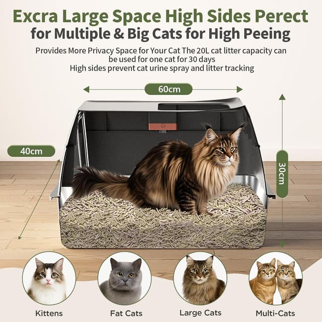 Thumbnail 1 de Gimars Lettiera acciaio 60x40x41 cm 🐾