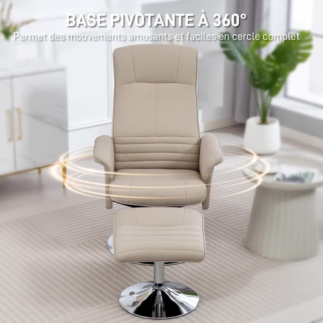 Detalle 1 de HOMCOM Fauteuil Relax inclinable 135° beige