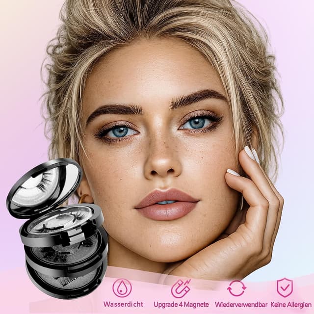 Detalle de Chlffua Magnetische Wimpern Set für natürliches Styling mit Applikator – wiederverwendbare Magnetwimpern ohne Kleber & Eyeliner
