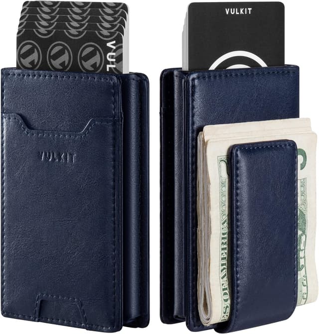 Thumbnail 6 de VULKIT leather credit card holder with money clip and RFID blocking, magnetic closure