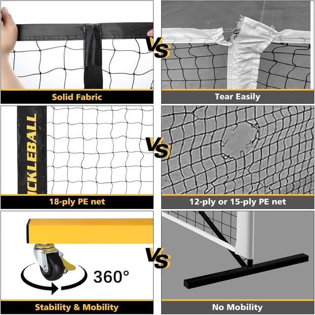 Thumbnail 4 de Portable Pickleball Net Set with Wheels 22 ft