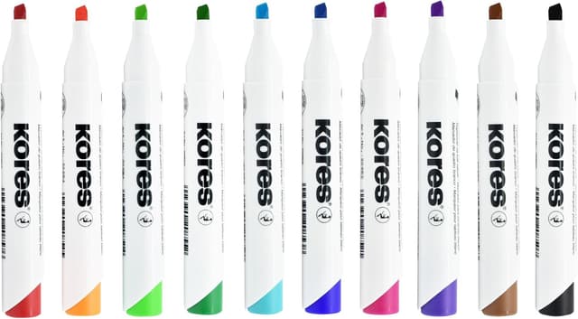 Detalle 2 de Kores K-Marker XW2 – Lot de 10 marqueurs de couleur pour tableau blanc à pointe biseautée