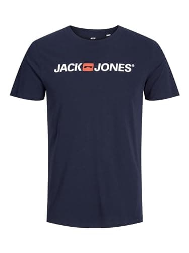 Detalle de JACK & JONES Jjecorp Logo tee SS Crew Neck: camiseta hombre azul marino de algodón orgánico (Slim Fit)