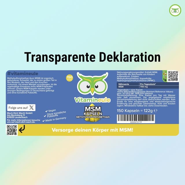 Thumbnail 4 de Vitamineule MSM Kapseln 700 mg 💊