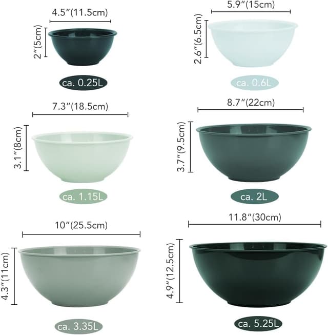 Detalle de BoxedHome 12-teiliger Salatschüssel-Set mit Deckeln (BPA-frei), stapelbar – für Küche, Camping & mehr