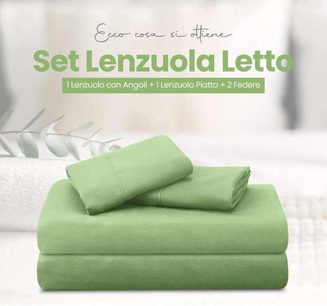 Detalle de Set lenzuola matrimoniali 180x200 in verde