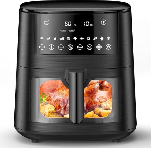 Detalle de Heißluftfritteuse Airfryer mit Sichtfenster 7,2 l – 11-in-1 XXL Air Fryer mit Warmhalten, Vorheizen & Timer