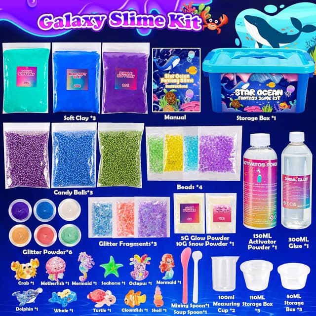 Thumbnail 5 de iKidiki Slime Kit Oceano Galaxy 11 pezzi