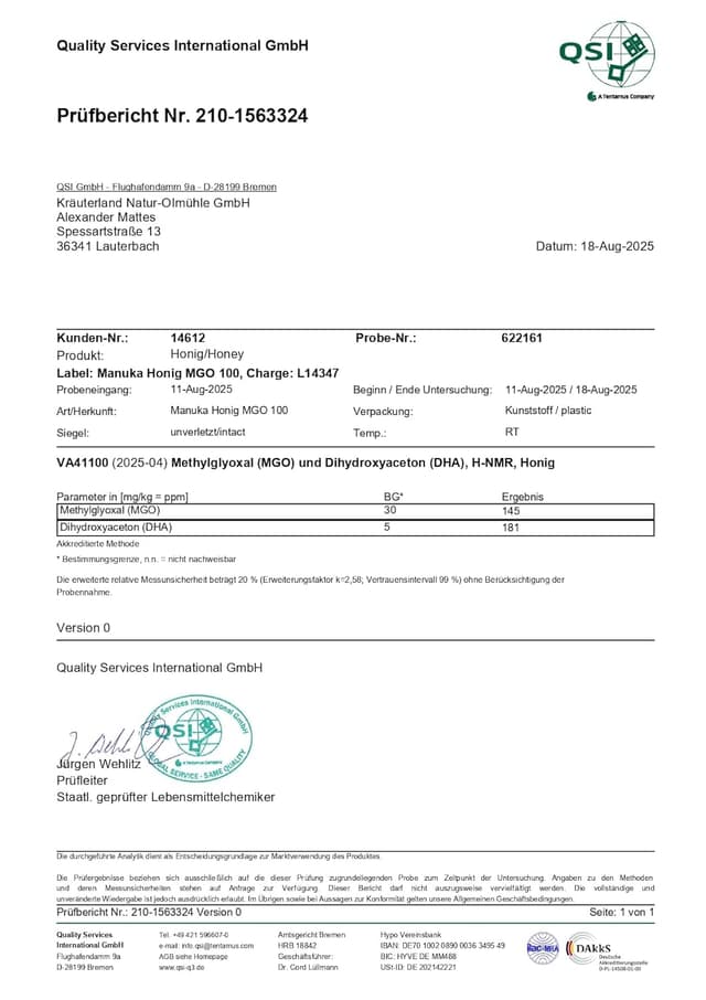 Imagen de NEWBEELAND Manuka Honig MGO 100+ 250 g Glas 🍯 en OfertitasTOP