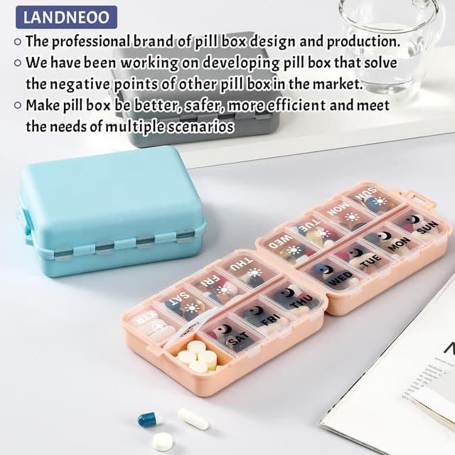 Thumbnail 6 de Foldable Weekly Pill Organizer 7-Day, 2x Daily ๐