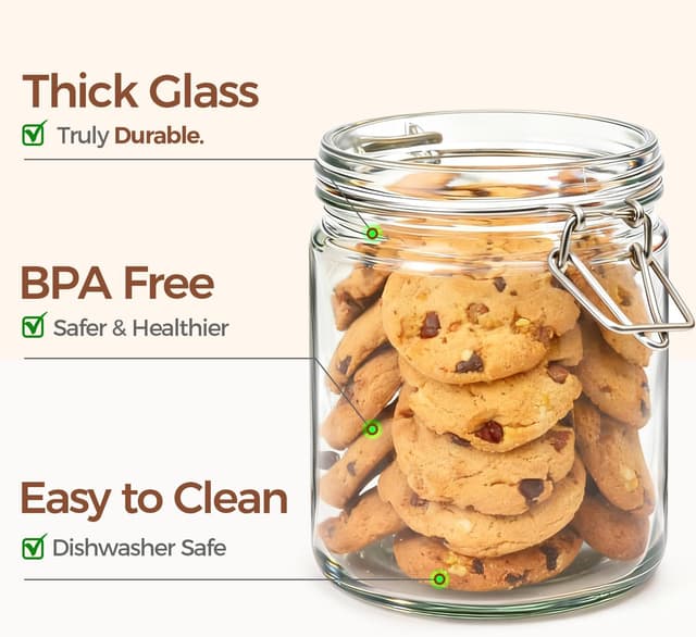 Detalle 2 de ComSaf Airtight Glass Canister Set 25oz 🍶