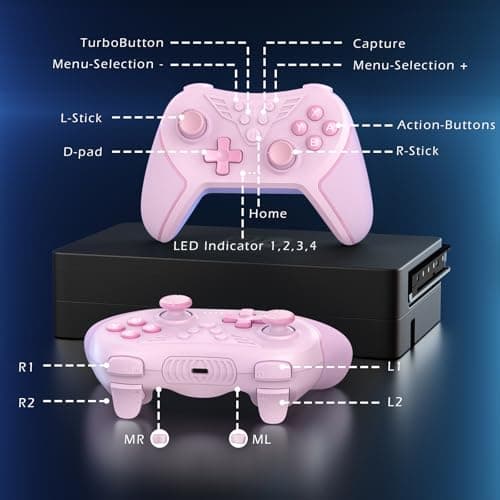 Thumbnail 8 de LATEC Mando inalámbrico para Switch/Switch 2 (Switch Lite y Switch OLED) con Hall, giroscopio 6 ejes y turbo, rosa