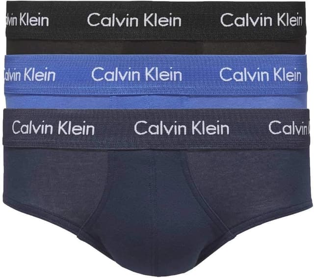 Detalle de Calvin Klein Herren 3er-Pack Slips 3P Hip Brief mit Stretch – Cotton Stretch, kurze Beinausschnitte