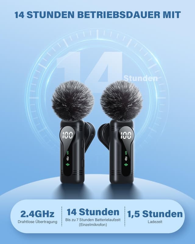 Detalle 2 de Kabelloses Lavalier-Mikrofon Mini Clip-On 7h 🎤