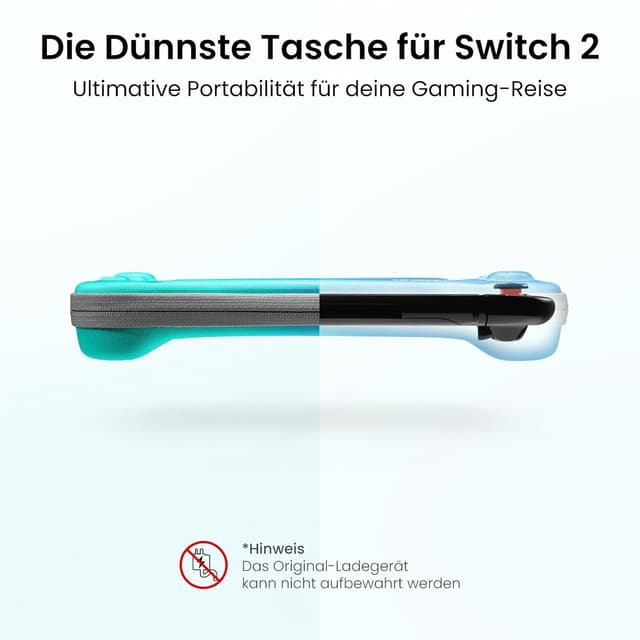 Detalle de tomtoc Slim Tasche für Nintendo Switch 2 (2025) – ultradünnes Carry Case mit Filz und Schutz für bis zu 12 Spiele