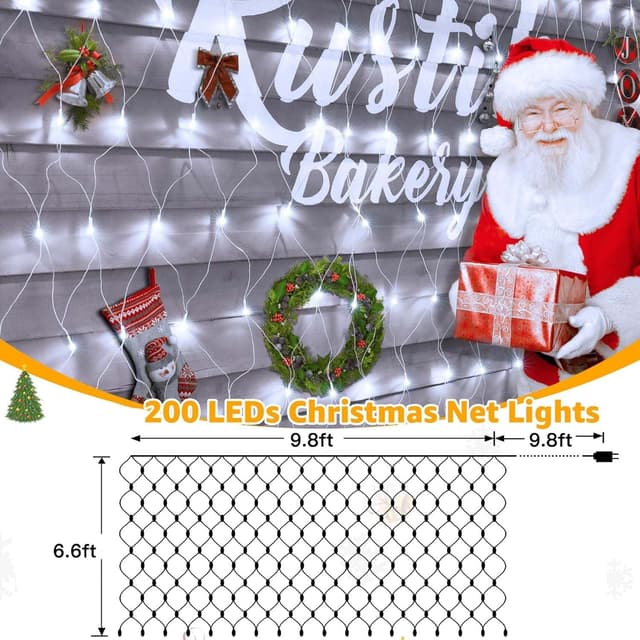 Detalle 2 de Joycome Rete luminosa da esterno Natale 3x2 m con 200 LED, spina e timer, IP65