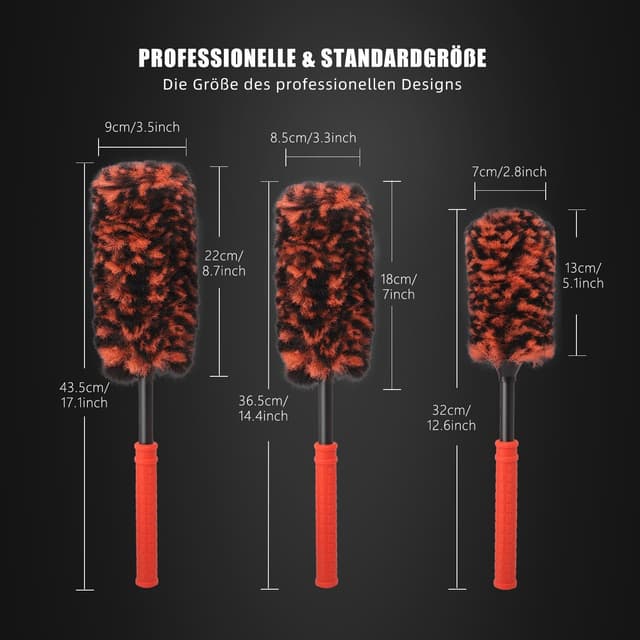 Detalle 1 de SPTA Premium Felgenbürste 3er Set für Felgenreinigung