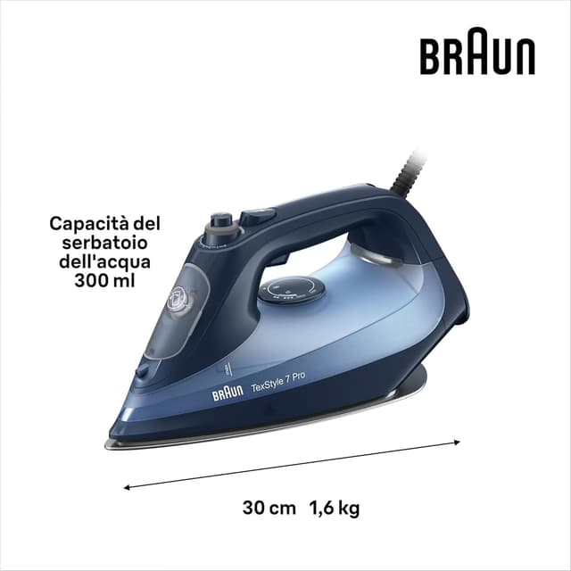 Detalle de Braun TexStyle 7 Pro SI7160BL, ferro da stiro con piastra FreeGlide 3D e colpo vapore 225 g/min