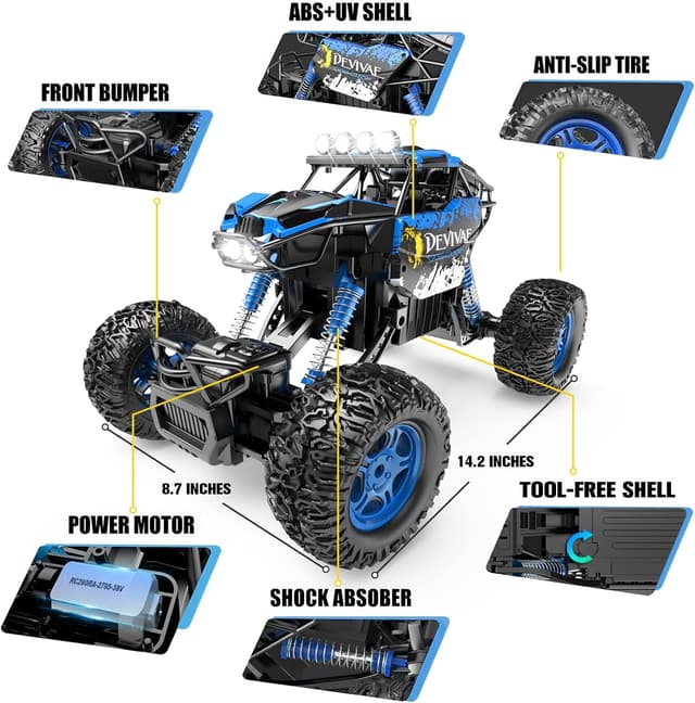 Detalle 2 de CROBOLL 1:12 Monster Truck telecomandato 4WD 2,4GHz con funzione di sollevamento (blu)