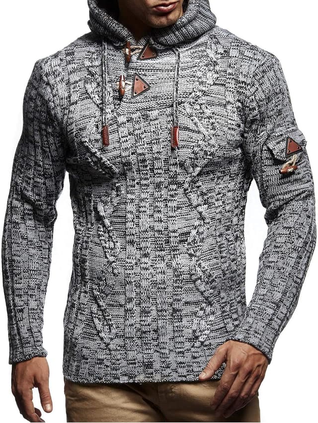 Thumbnail 6 de Leif Nelson maglione da uomo con cappuccio LN-5400 in felpa a maglia